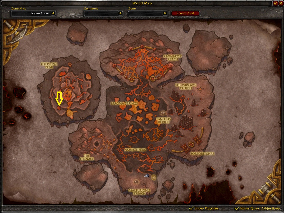 Location of Skitterflame on molten front map
