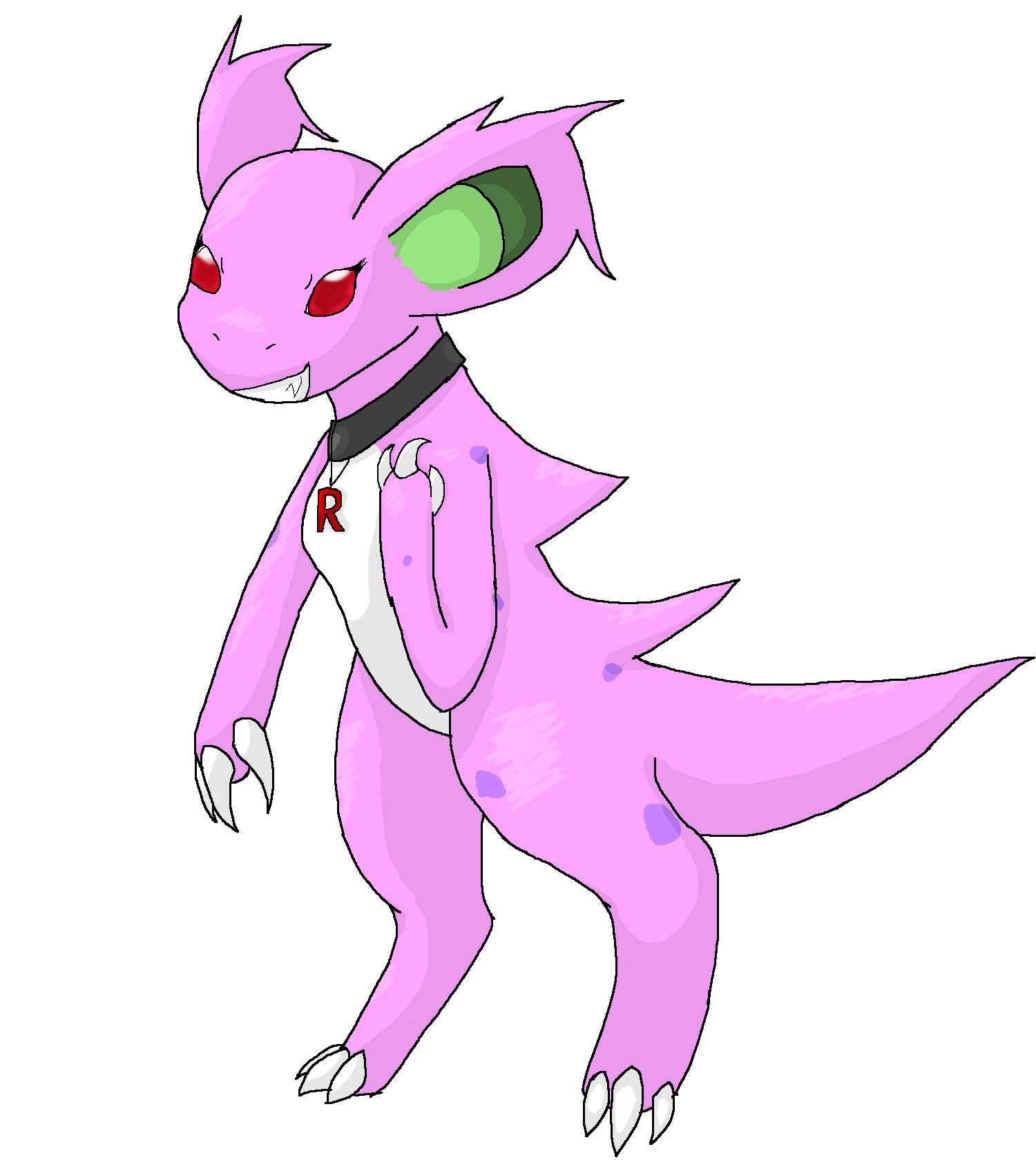 Amaryllis, my shiny Nidorina! She was a former member of Team Rocket, as you can see with her collar. Though she's now on the &quot;good side&quot; she still wears the collar. This picture is of her when she was still part of Team Rocket, though.