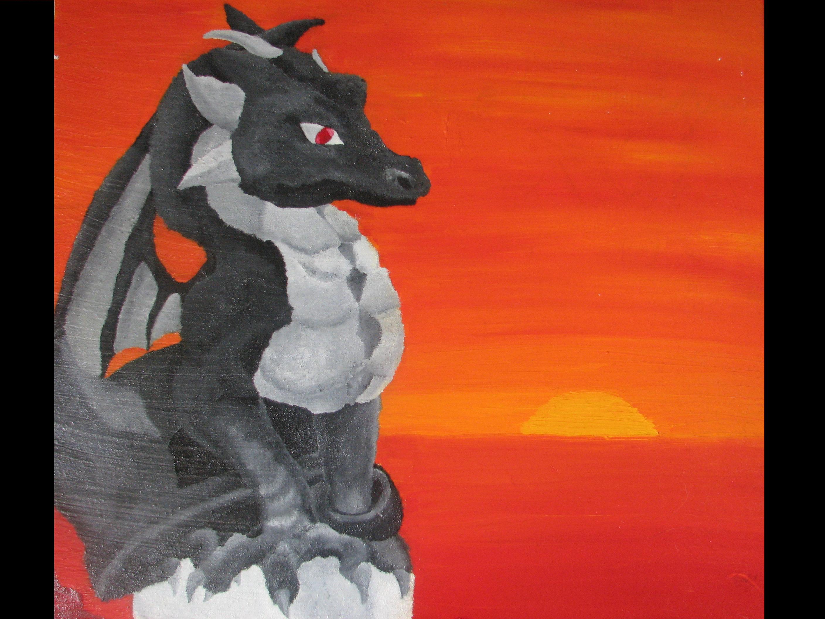 Oil Painted Black Dragon