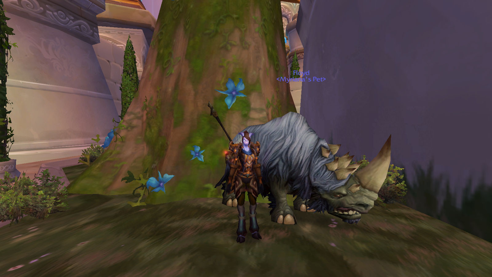 Myri again with her rhino, Floyd