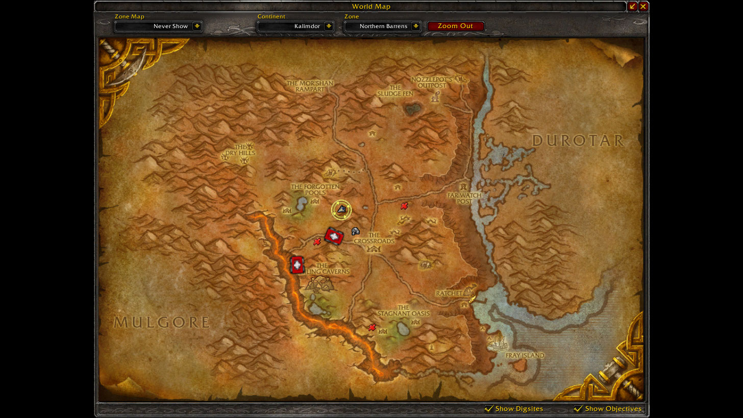 Map location of the Kor'kron camp that appears to not yet have a name or a proper place on the map.