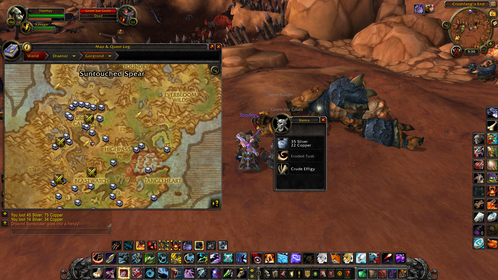 Crude Effigy looted from Grom'kar Grunt with map.