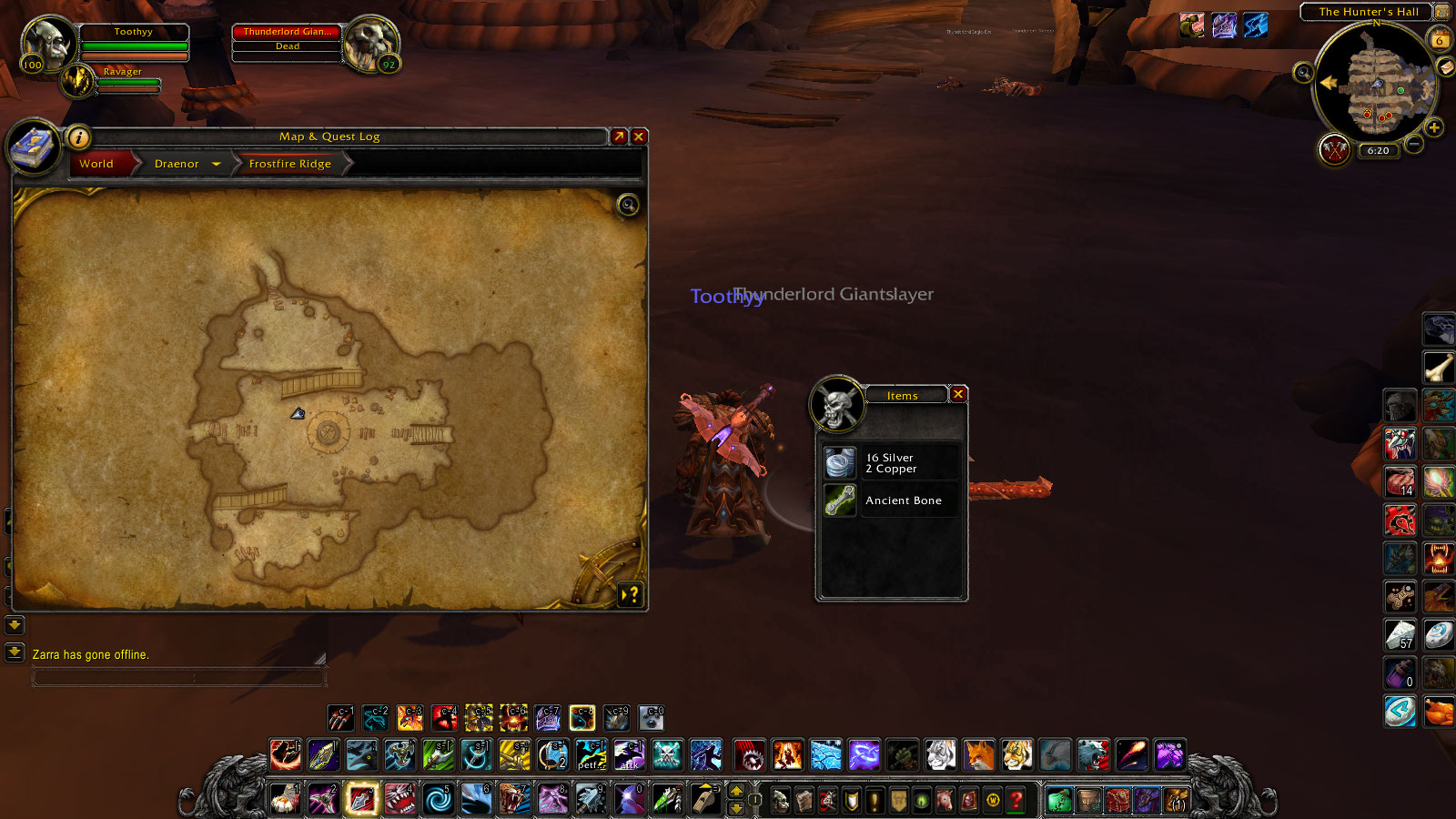 Here is the map of the INSIDE of the skeleton at Grom'gar for Ancient Bone