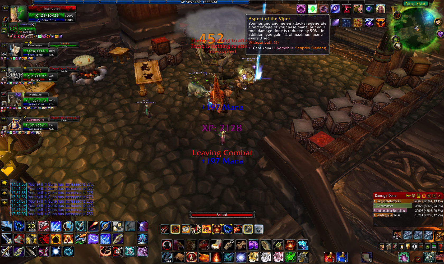 my nublet outdpsing every1 in viper aspect and a gun skill of 200something &gt;_&gt; the 80 boomkin doesnt count! :O