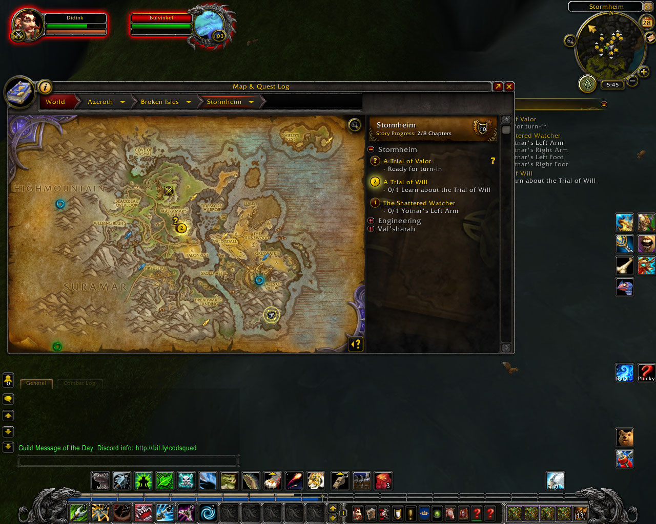 His location on the map.