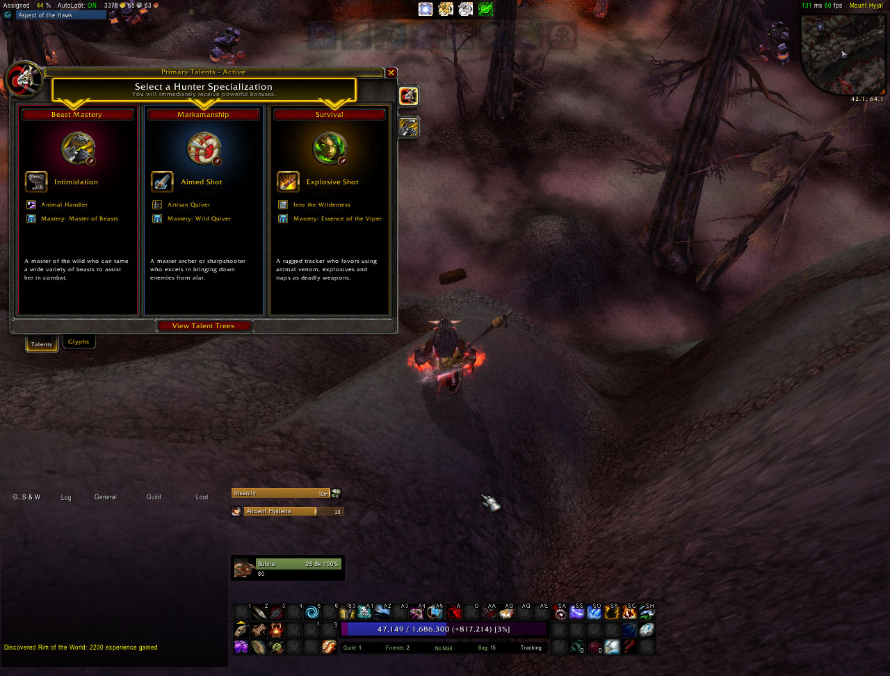 Ancient Hysteria while not specced at all