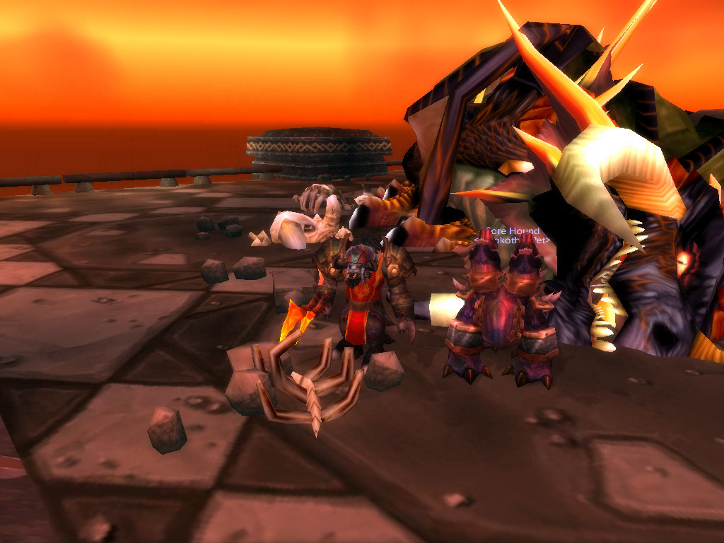 This is me, and Chrome next to the creepy head of the dragon, and I'm wearing the giant bosses claw! :D