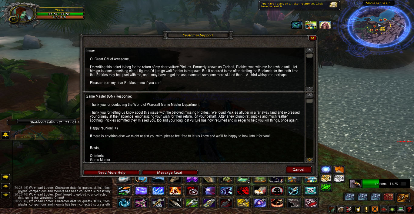 Blizzard has a Bird Whispering dept. just for people like me.